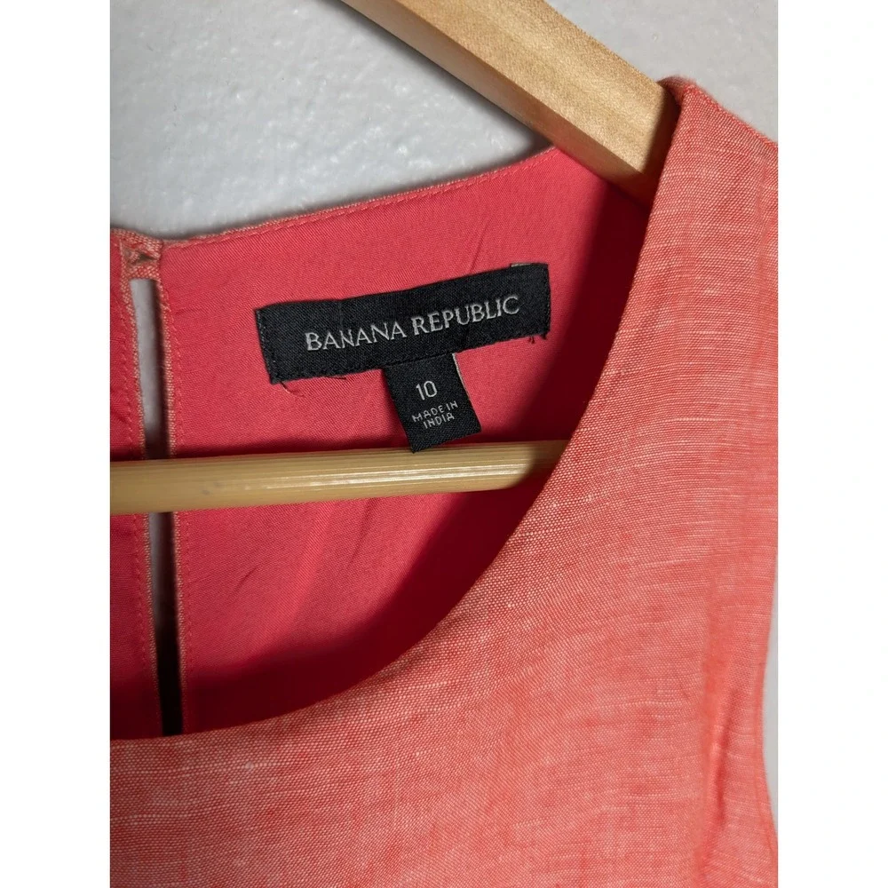 Banana Republic Womens Coral Pink Linen Blend Wide Leg Sleeveless Jumpsuit 10